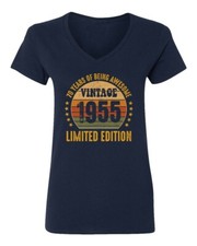 Vintage 1955 70th Birthday Tee - 70 Years Awesome Ladies' V-Neck Tshirt