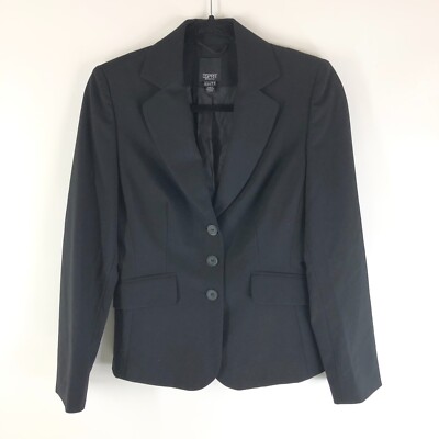 Esprit Collection Womens Blazer Jacket 3 Button Black Size 0