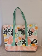 Matilda Jane Tote Green Dream Chasers Golden Island Bag Beachy Tropical Coated