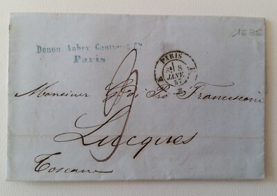 1857 INCOMING MAIL PARIS-LUCCA + stamp DITTA DONO ANBRY GOUTIERS-LL918