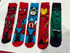 5 Pairs Cartoon Marvel Characters Crew Long Tube Colorful Socks Size 6 to 9