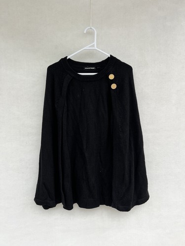 🦋 COUNTRY ROAD WOOL CASHMERE black Cape Poncho Jumper Sweater L 14