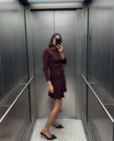 ZARA WOMAN NWT PLEATED SHORT KNIT DRESS BURGUNDY 2142/269 ALL SIZES 17