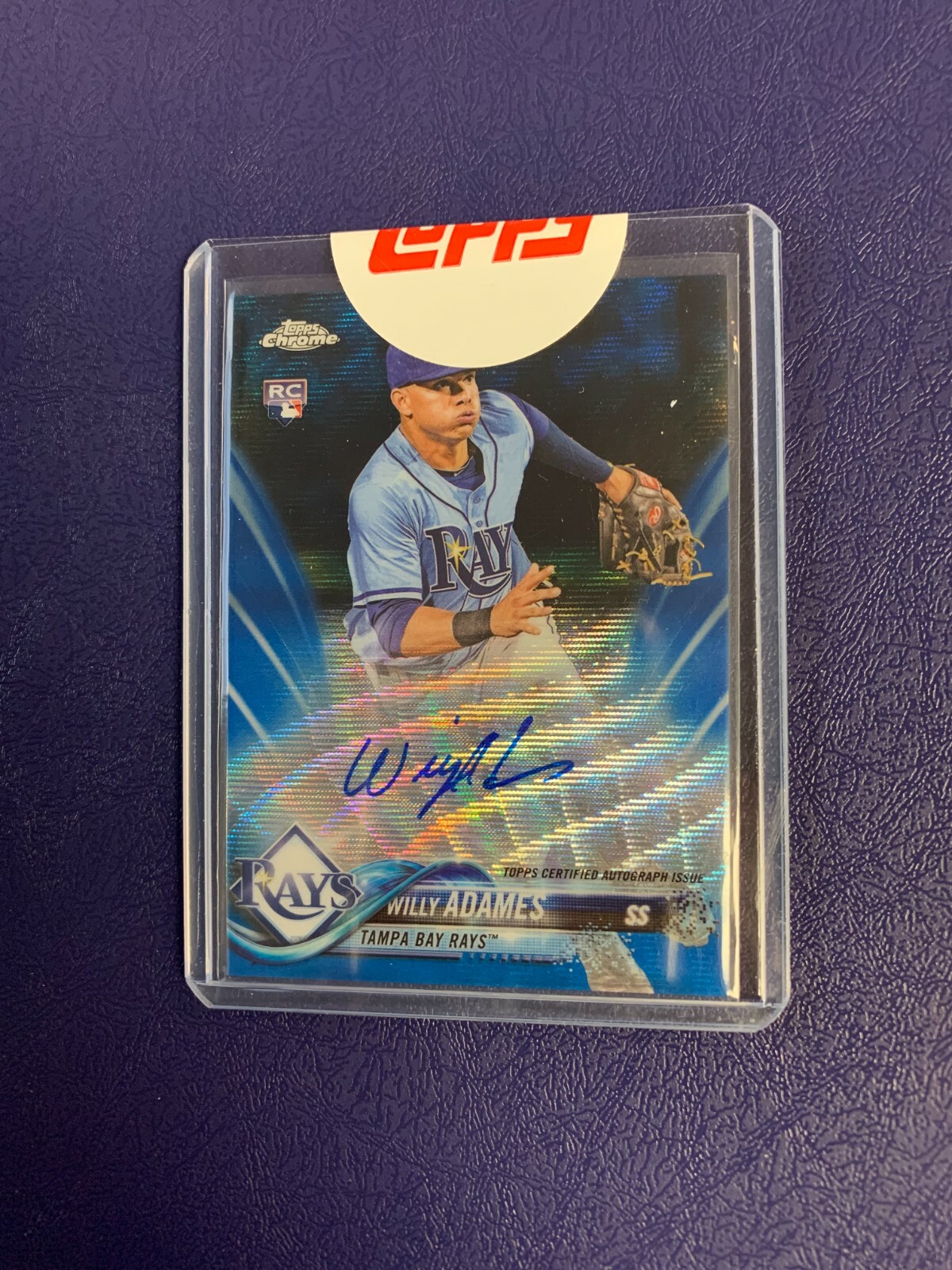 2018 Topps Chrome #RA-WA Willy Adames Rookie Auto RC Blue Wave Refractor /150