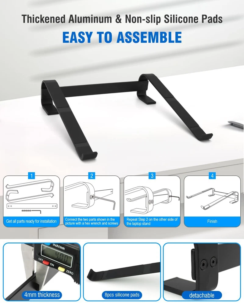 Laptop Stand for Desk Ergonomic Aluminum Laptop Riser Sturdy MacBook Stand Co...