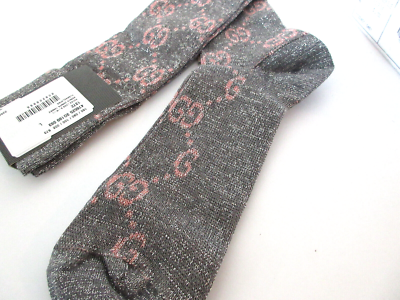 New Gucci GG women's socks Silver and pink size Medium 9 476525 | eBay