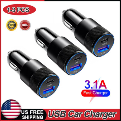 Dual USB PD Type-C Car Charger 30W Fast Adapter For Samsung  iPhone 14 13 11 Pro