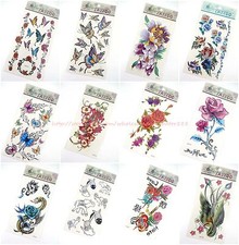 10 sheets temporary tattoo rose bohemian hippy wholesale butterfly