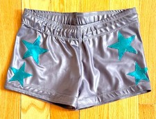 Men&rsquo;s Pro Wrestling Biker Shorts Wet Gray w/ Blue Stars Design Sz 30&ndash;32 Small