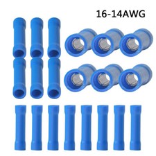 100Pcs Blue Wire Butt Connectors Vinyl 16-14 Gauge AWG Ga Car Radio Terminals
