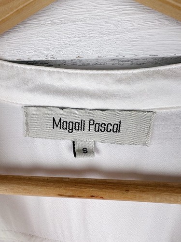 Magali Pascal White Shirt Long Sleeve Top Blouse Rayon Office Business Sz S-L - Picture 3 of 9