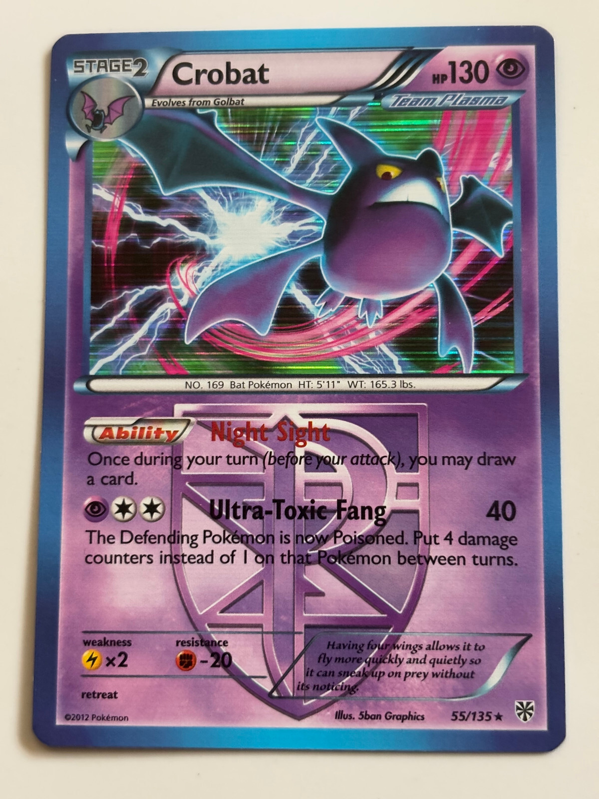 Crobat (Team Plasma) 55/135 Plasma Storm Holo LP/NM