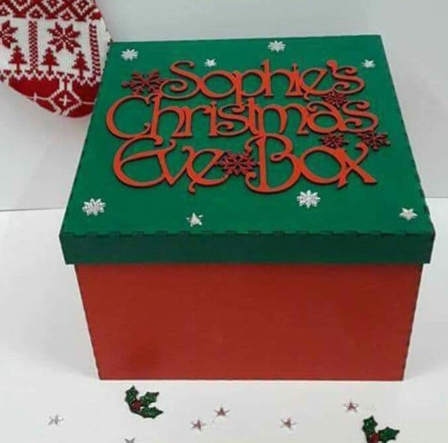 Personalised Christmas Eve Box large wooden 30cm x30cm x20cm Xmas for sale