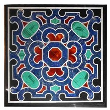 Tavolo caffetteria centro marmo nero antico 18'' pietra intarsiata lapislazzuli w12