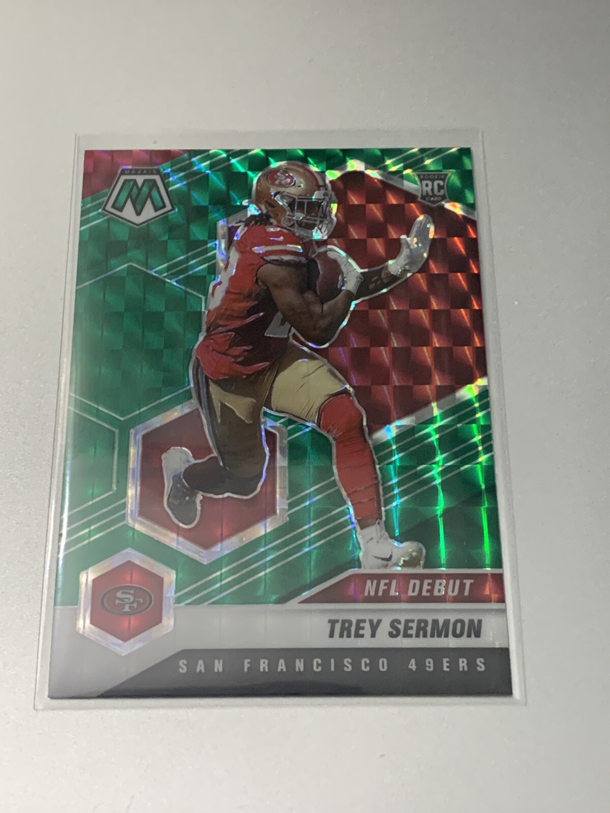 TREY SERMON 2021 MOSAIC CHOICE RED GREEN PRIZM RC ROOKIE #324 49ers