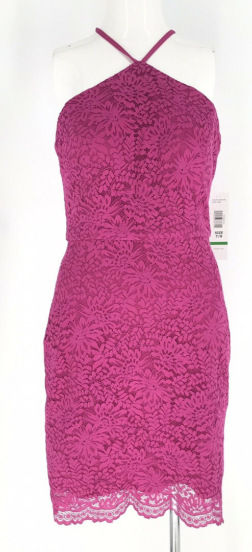 Jump Apparel Women S Fuchsia Pink Back Cutout Lace Mini Dress Sz 7 8 New W s Ebay