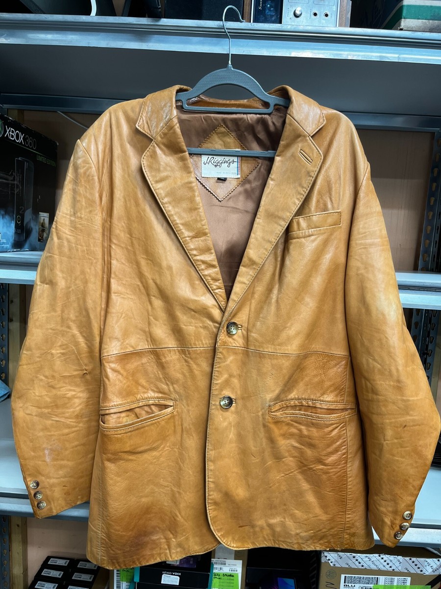 Philippe Monet　レザー フライトジャケット　90s　古着 Vintage Philippe Monet Leather Jacket Cost Size 42L Camel Color