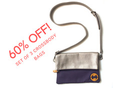 Bulk Discount, Closeout Sale, 60% Off  - Set Of 3 Eco & Vegan Crossbody Bags