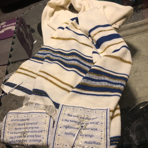 Vintage jüdisches Talit Gebetstuch mit Goldrand. 39,99 $