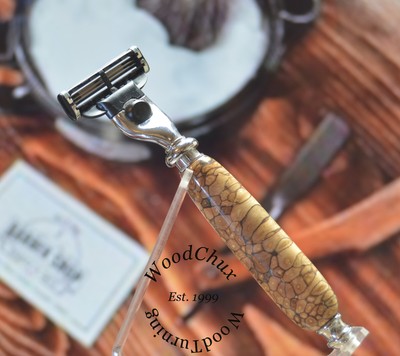 Handmade Apple Wood Shaving Razor SEE VIDEO 1015a