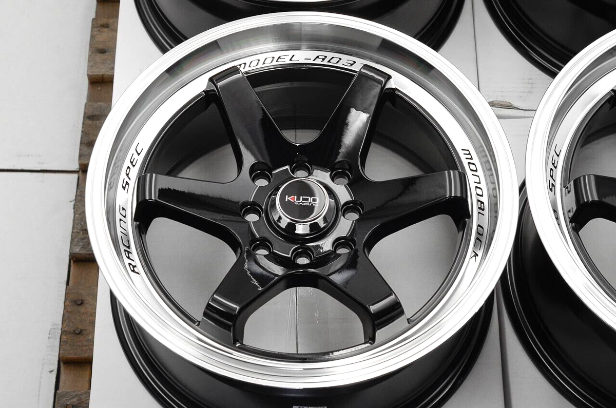 Kudo Racing Disturb 15x7 4x100 4x114.3 Black Wheels Rims Cooper