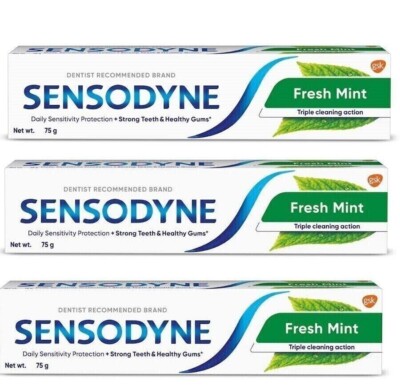 Sensodyne Toothpaste Fresh Mint daily sensitivity protection (3X75G) FREE SHIP