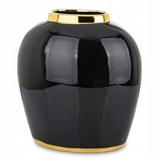 Vaso in ceramica nera bordo oro decorazione glamour esposizione floreale