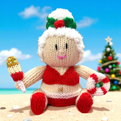 STRICKANLEITUNG - Weihnachten im Juli Sommer Frau Claus Choc orange Bezug/15cm Spielzeug