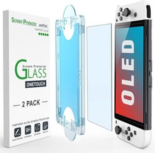  2pack amFilm Nintendo Switch OLED OneTouch Glass Screen Protector 2021 