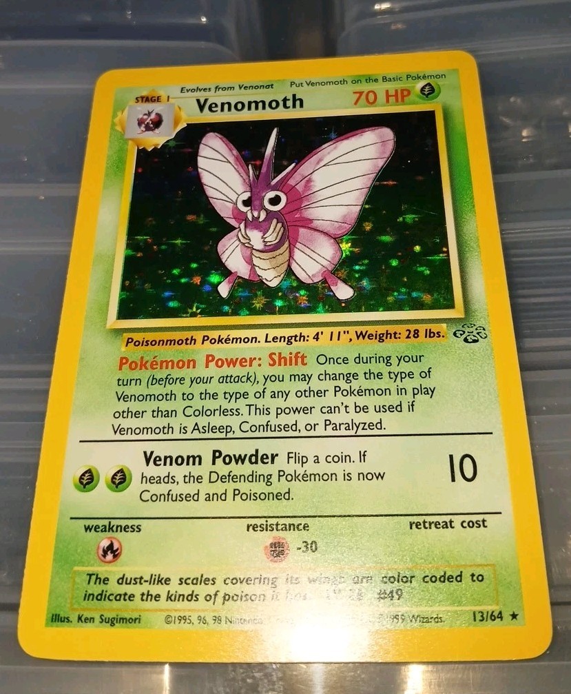 VENOMOTH 13/64 Jungle Holo Rare Unlimited Pokemon Card Vintage NM Unplayed 1999 