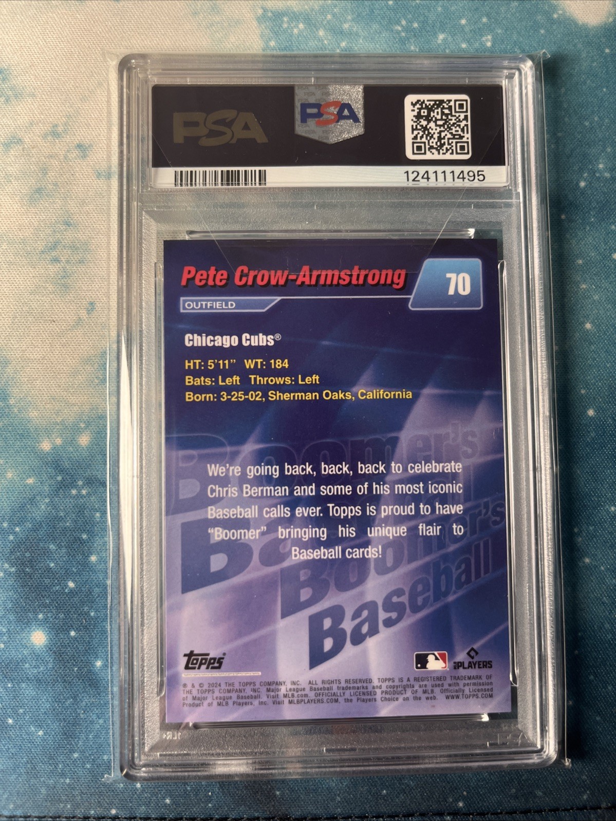 2024 Topps x Chris Berman Boomer's Baseball Pete Crow-Armstrong #70 Psa 10 Pop 1 view 2