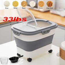 Dog Food Storage Container Collapsible Food Storage Containers w/ Wheels  Scoop