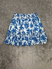 Vineyard Vines A Line Skirt Womens Small White Floral Cotton Smocked Ruffle Hem