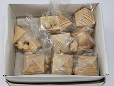 Box 8 VTG Zims Unfinished Wood Miniature Birdhouse with Bird for Crafts Painting