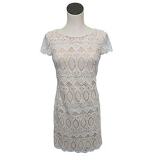 Eliza J Scalloped Lace Eyelet Sheath Dress Size 2 Wedding Party Graduation Bride