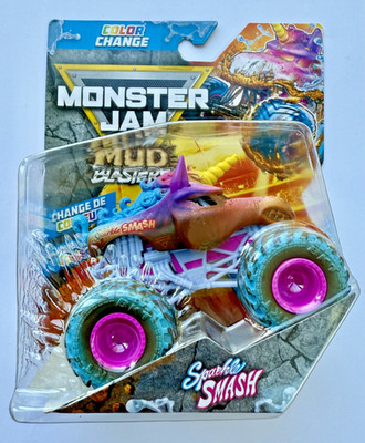 Monster Jam SPARKLE SMASH MUD BLASTERS COLOR CHANGE 1/64 Scale Very Rare!!