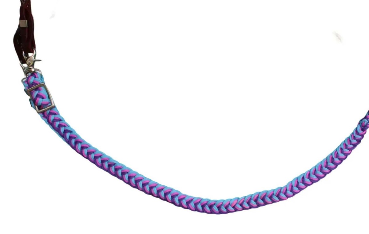 Rênes En Corde De Tonneau Pour Cheval, Nylon Tressé - Turquoise, Rose, Violet