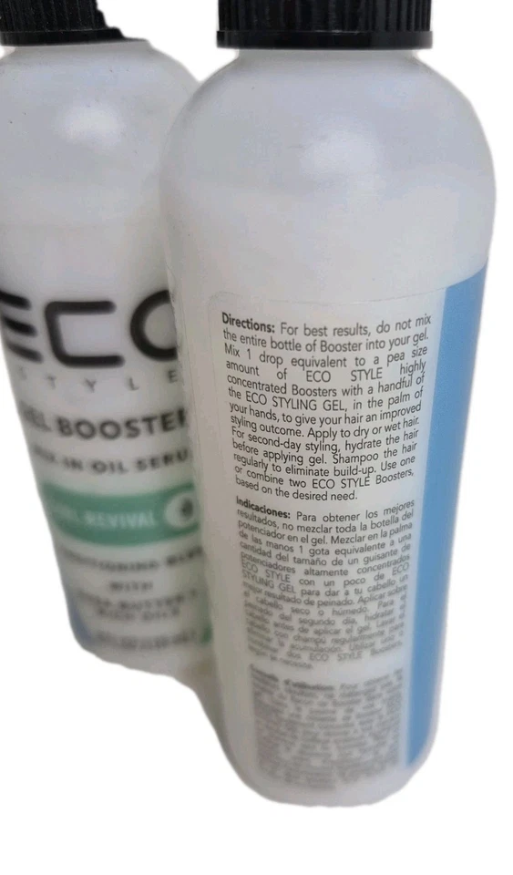 2 Bottles Eco Style curl revivial gel boosters mix in oil serum 4oz conditioning - Image 3 of 4