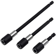 3pc Hex Quick Release Drill Bit Extension 1/4 Holder Self Lock Driver Bar Set-UK
