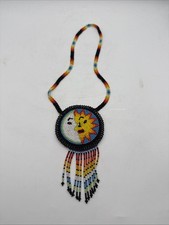 Native American beaded large Medallion Sun Moon Beautiful