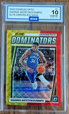 Giannis Antetokounmpo 2022 Donruss Optic Elite Dominators Red Gold Wave 10 Gem M