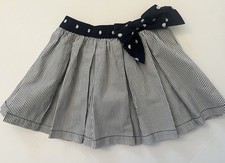 NWOT Girls 4T OSH KOSH BGOSH Cotton Pleat Navy-blu Railroad Stripe SKIRT Vintage