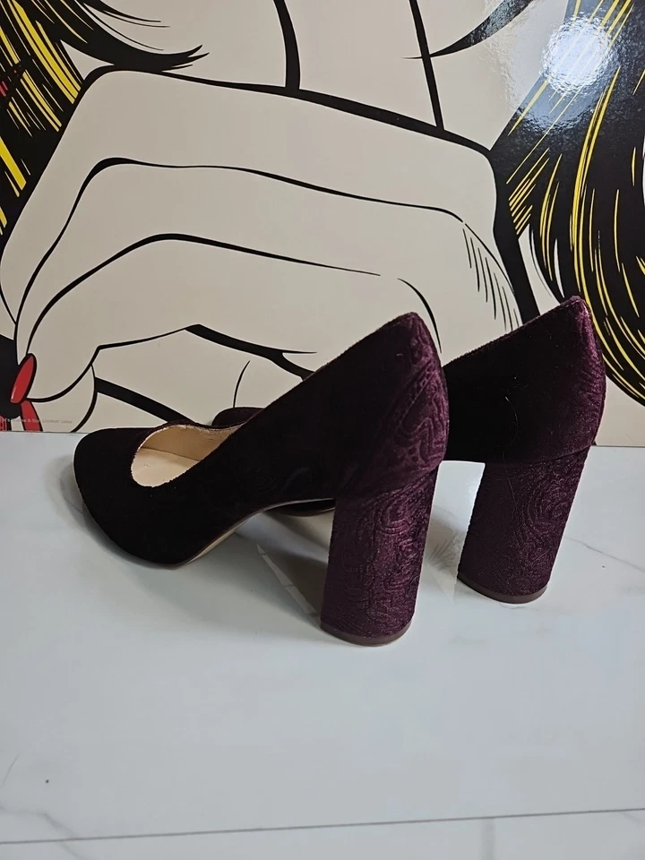 Ninewest  Textile Velvet Textured Purple 3.7" Heels Pump Slip-On Shoes 9.5M - Image 2 of 4