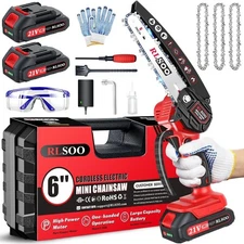 Mini Chainsaw 6-Inch with 2 Battery Mini Electric Chain Saws Cordless Handheld