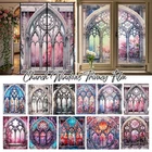 Church Style Stained Glass Privacy Film Glass Privacy Frosted Decor Sticker NEW
