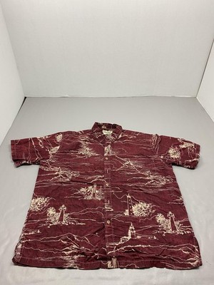 Cooke Street Shirt Mens L Red Graphic Print Short Sleeve Button Up Relaxed