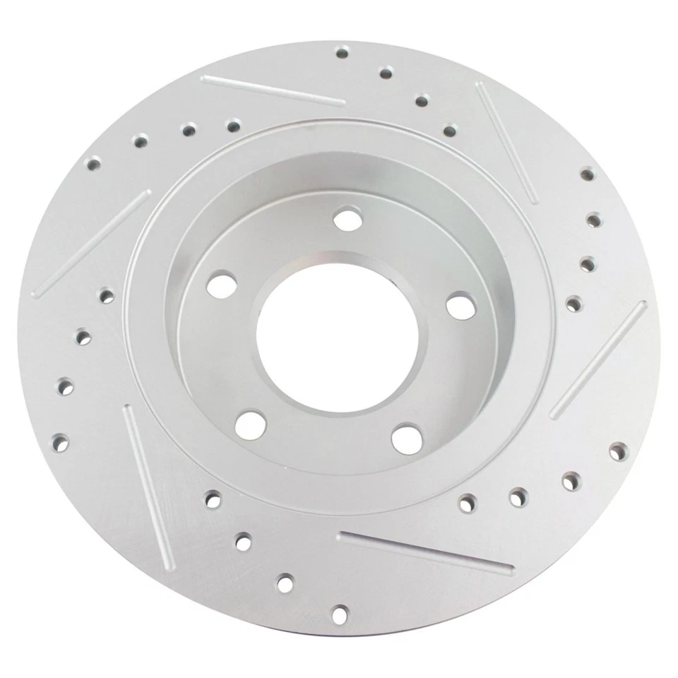 Par trasero de rotor de freno de rendimiento perforado y ranurado recubierto para Mazda Foto 3 de 4