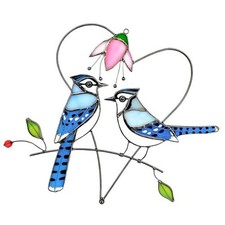Jay 1 Pair Stained Glass Birds Suncatcher for Mom, Grandma, Women - Real Blue
