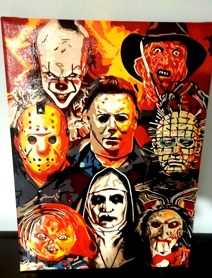 Pintura completa y enmarcada 12x16 por números pintura "monstruos de película" con comadreja Foto 2 de 4