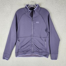REI Co-op Jacket Womens L Purple Waffle Knit Polartec Fleece Long Sleeve Zip-Up